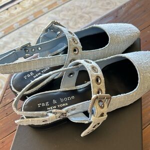 Rag & Bone NWT Women's Textured Light Blue Slingback Flats